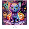 thumbnail image 1 of Pintura de diamante con tema de Halloween, arte de taladros especiales de calabaza, perro, gato, Cristal AB, piedra que brilla en la oscuridad, ASF2769, 1 of 4