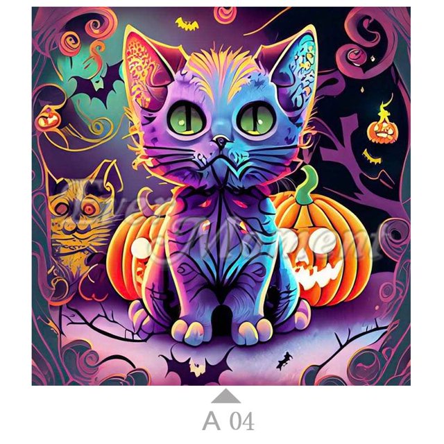 Pintura de diamante con tema de Halloween, arte de taladros especiales de calabaza, perro, gato, Cristal AB, piedra que brilla en la oscuridad, ASF2769