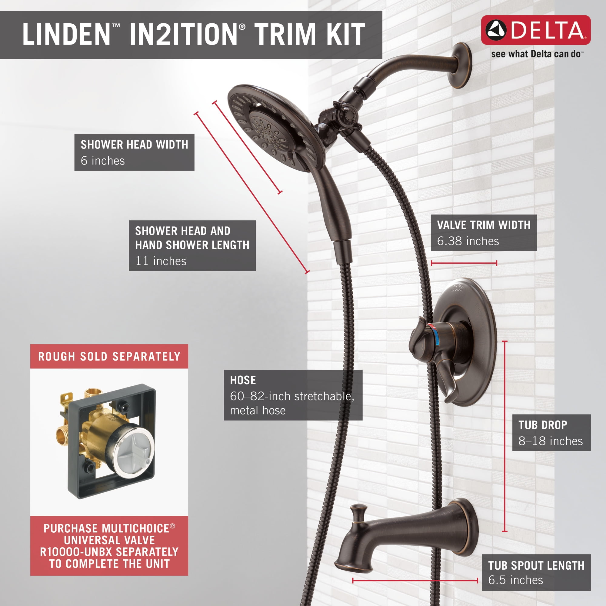 Delta Linden Monitor 17 Series Tub & Shower Trim with In2ition in
