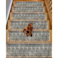 thumbnail image 2 of Country Rustic Art, Stair Treads for Wooden Steps Indoor Runner Rug Carpet, Gradual Brown Abstract Geometric Flower 10 Pieces Peel and Stick Staircase Step Treads Covers Washable Door Mats 30"x8", 2 of 5