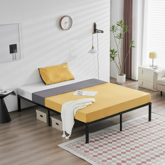 Bed Height 14" Simple Basic Iron Bed Frame Iron Bed Black