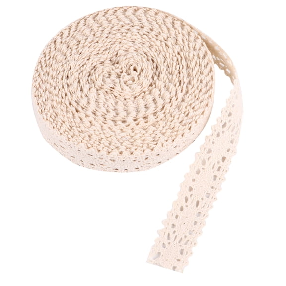 OULII Cotton Lace Trim Roll Beige Floral Embroidery Lace Ribbon for Sewing Craft Decor