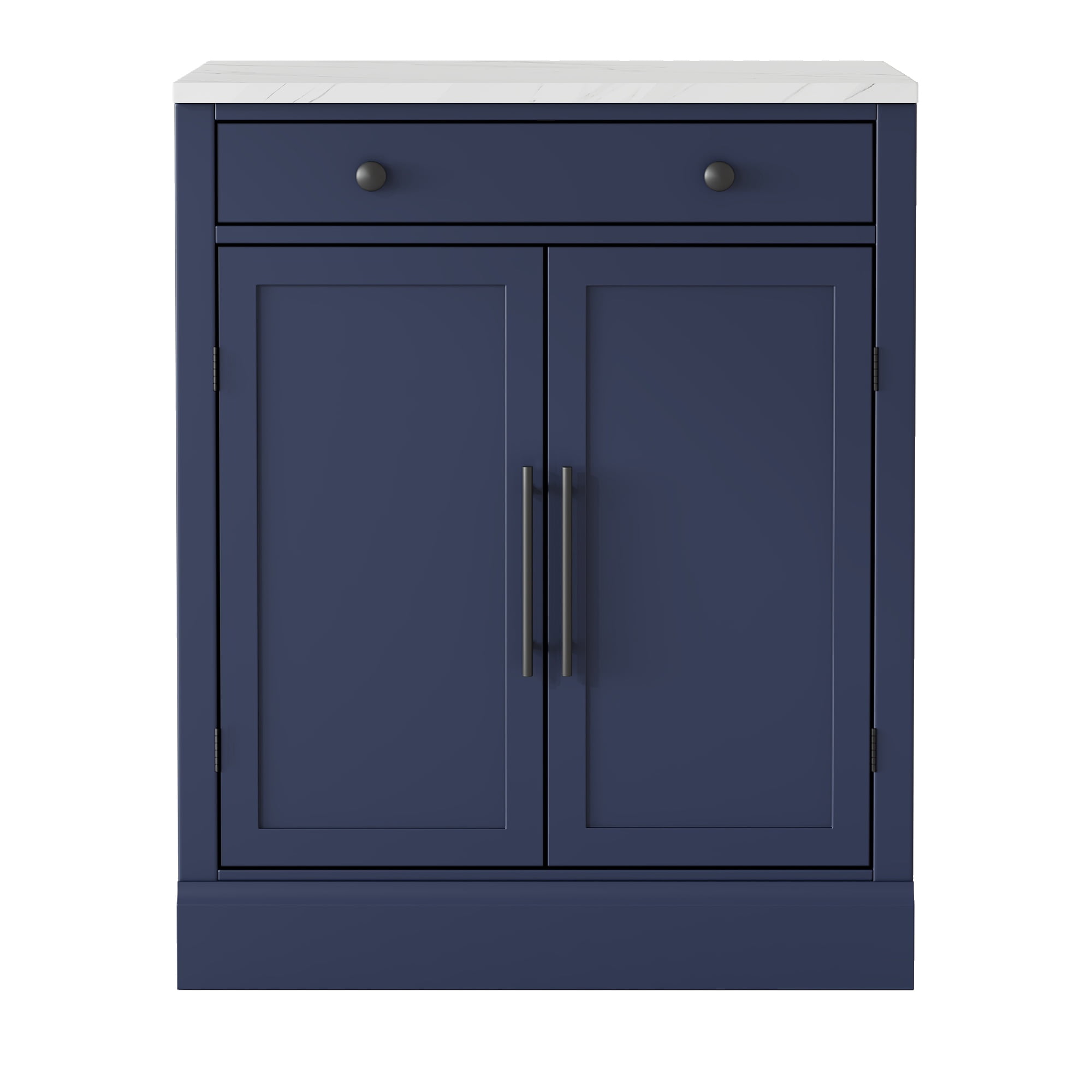 Modern Freestanding Kitchen Pantry,Buffet Food Storage, Coffee Bar Cabinet with Drawer, 2 Adjustable Shelves and 2 Door Shelves for Dining, Kitchen, Blue