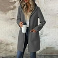 thumbnail image 7 of Womens Zip Up Long Sleeve Jacket with Pockets Mid Long Sherpa Hoodie Fuzzy Coat, 7 of 7