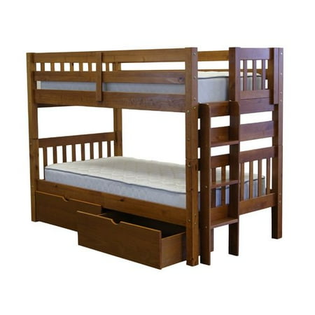 Bedz King Bunk Beds Twin Over Twin Mission Style With End Ladder