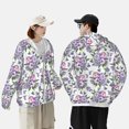thumbnail image 6 of Daiia Violets Flowers UPF 50+ Sun Protection Hoodie Jacket Lightweight Long Sleeve Sun Shirt for Women Men with Pocket Hiking Outdoor-Small, 6 of 9
