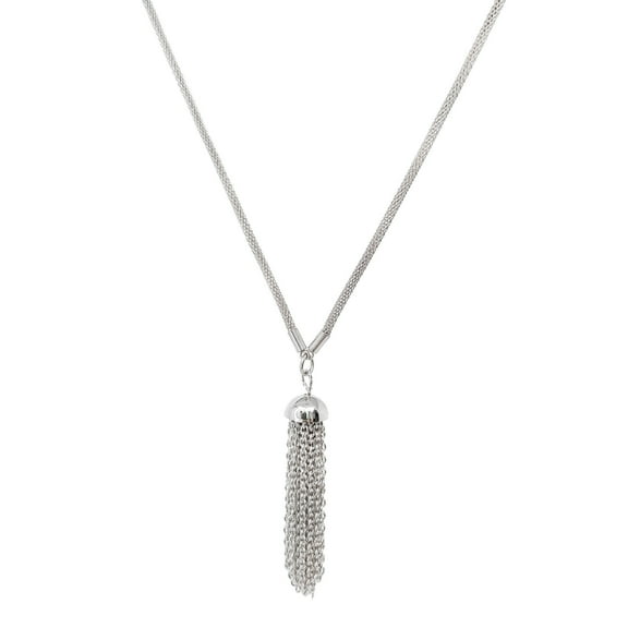 West Coast Jewelry Women's Stainless Steel Tassel Necklace (2mm) - 22"
