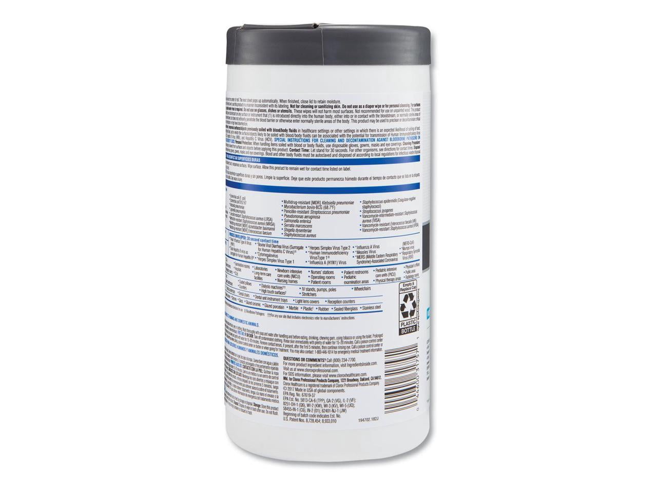 Clorox Healthcare VersaSure Disinfectant Wipes, Canister Of 85 Wipes