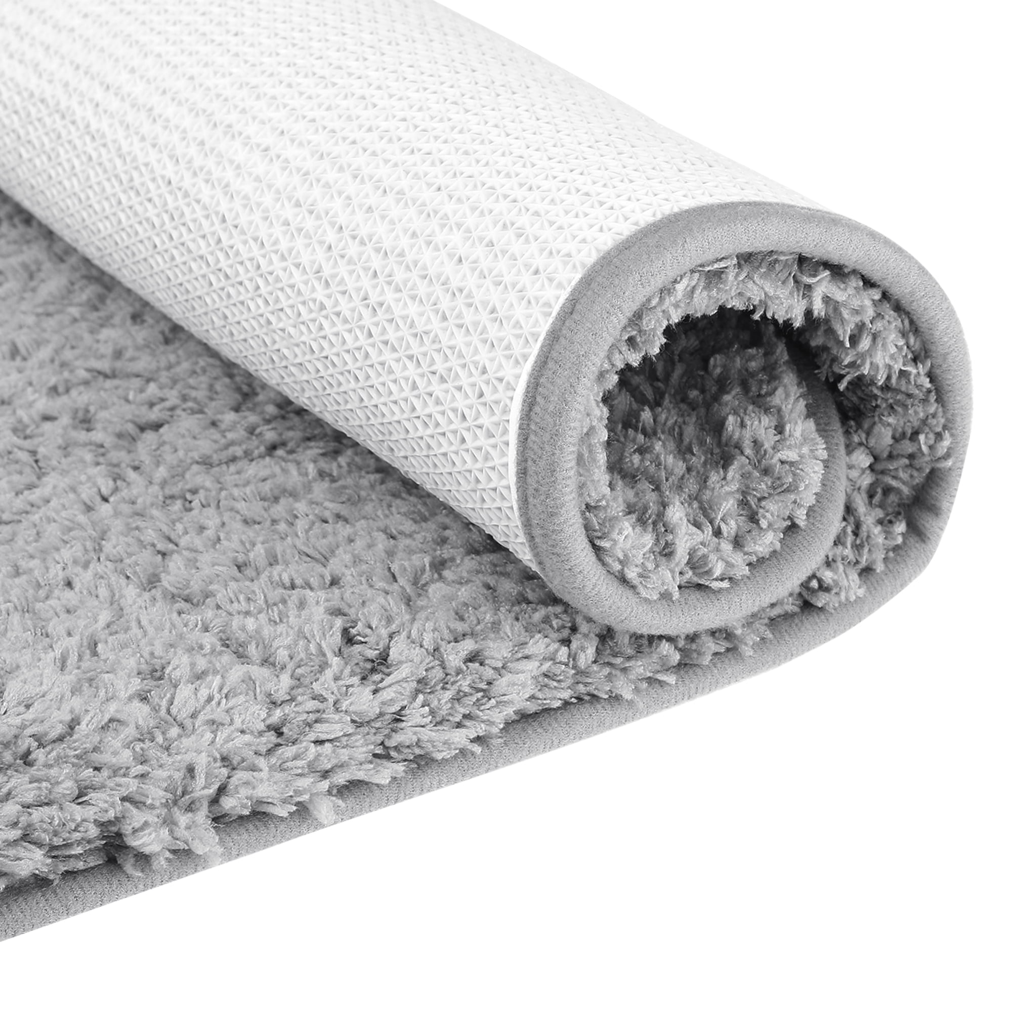 Unique Bargains Non-Slip Thick Microfiber Soft Plush Bathroom Mat Quick Dry Bath Rug Grey 16"x24"