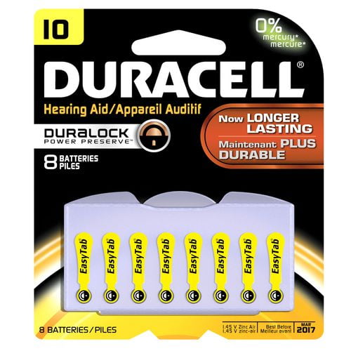 Duracell Hearing Aid Batteries with Easy-Fit Tab, Size 10, 8 Pack