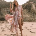 thumbnail image 2 of Vestido camisero con estampado floral de TEELYNN, vestido de baño para mujer, vestido playero vintage bohemio de gran tamaño, vestido largo de gasa para verano, 2 of 5