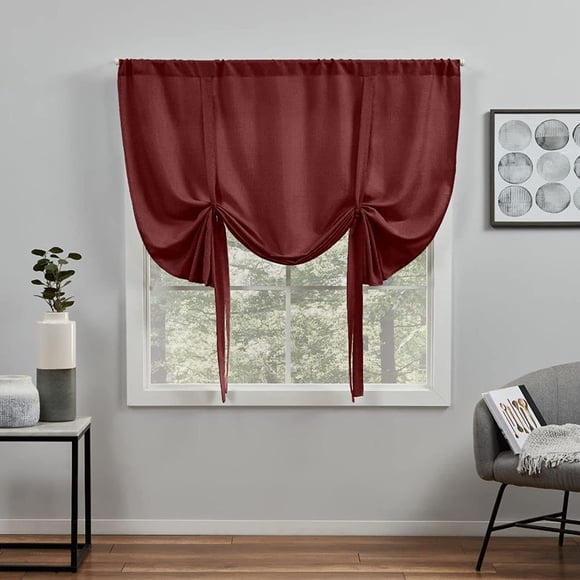 Exclusive Home Loha Light Filtering Rod Pocket Tie Up Shade, 54"x63", Radiant Red
