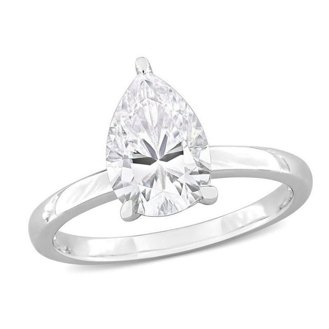 2.00 Carat (ctw) Lab-Created Pear-Cut Moissanite Engagement Ring in Sterling Silver