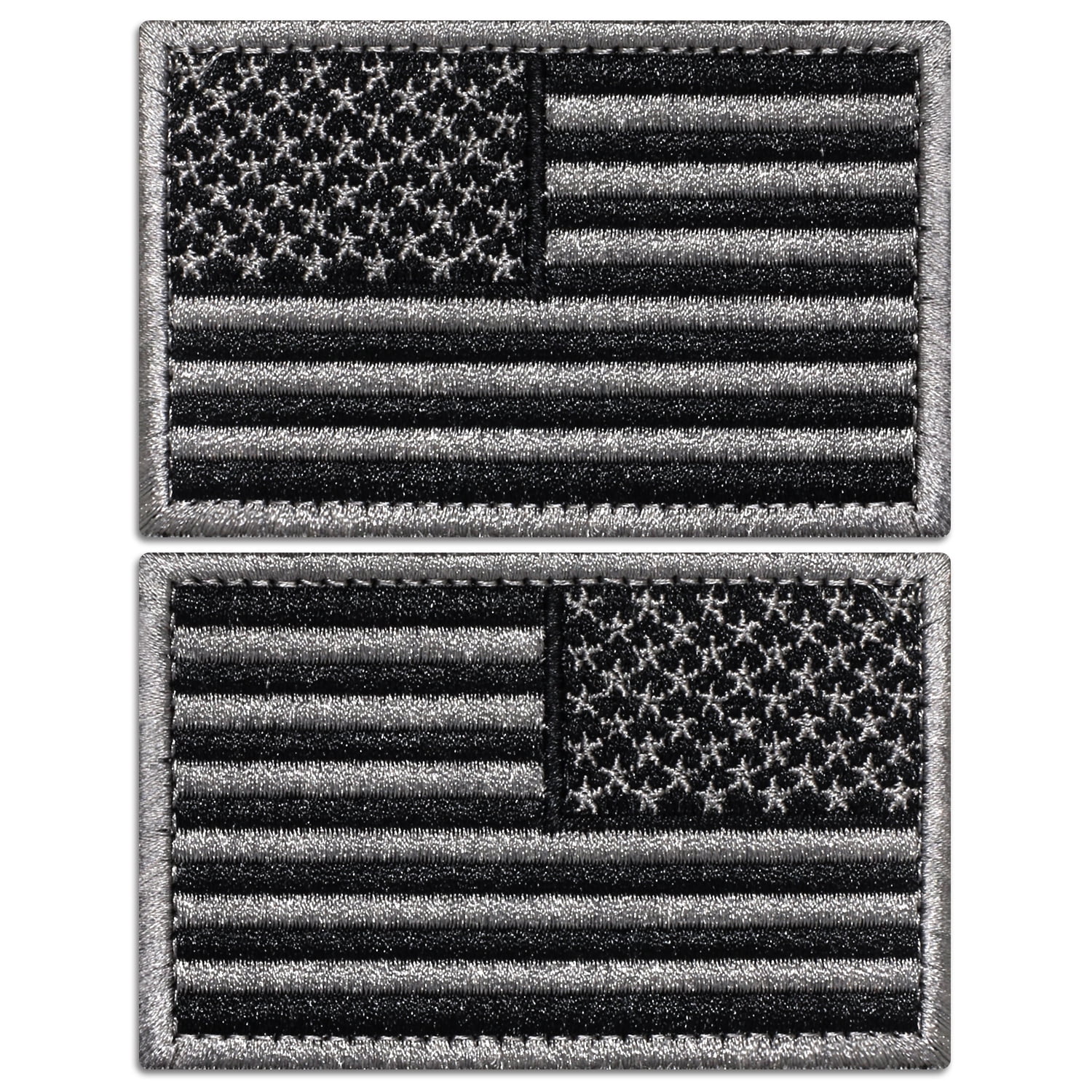 Hook Fastener Compatible Patch USA US Flag Forward BLK WHT 3x2"