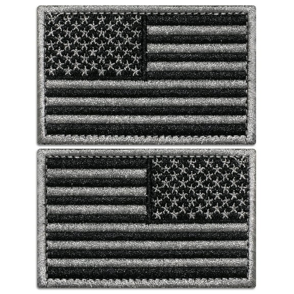 Anley Tactical USA Flag Patches (2 Pack) Forward & Reversed - 2"x 3" American Flag Military Uniform Emblem Patch - Loop & Hook Fasteners Attach to Tactical Hats and Gears
