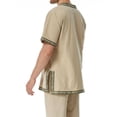 thumbnail image 3 of Halloween Warrior Outfit, V Neck Medieval Renaissance Tunic Top, Decorative Trim Short Sleeve Viking Peasant Cosplay Shirt for Adult Larp Halloween Party,Earth Tone Casual Historical Top, Khaki XL, 3 of 4