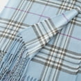 thumbnail image 2 of Calvin & Olivia Ultra-Soft Comfort Feel Unisex Winter Solid Plain Scarves Wool Feel Classic Super Soft Luxurious Scarf Sky Blue Plaid, 2 of 7