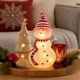 thumbnail image 4 of Ywbawe Lighted Glass Snowman Figurine Warm LED Glowing Statue with Knit Hat Scarf Battery Operated Christmas Tabletop Home Decoration, 4.13x8.26 Inch, 4 of 7