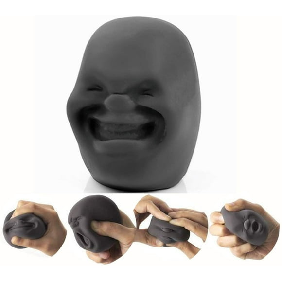 (Black, Happy) Funny Face Balls with Human Facial Expressions, Scented, Stress Reliever Toys