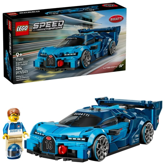 LEGO Speed Champions Bugatti Vision Gran Turismo Hyper Sports Car Building Toy for Kids & Gamers - Building Set W/Bugatti Driver Minifigure for Boys & Girls, Ages 9  - Gift Idea for Birthdays - 77253