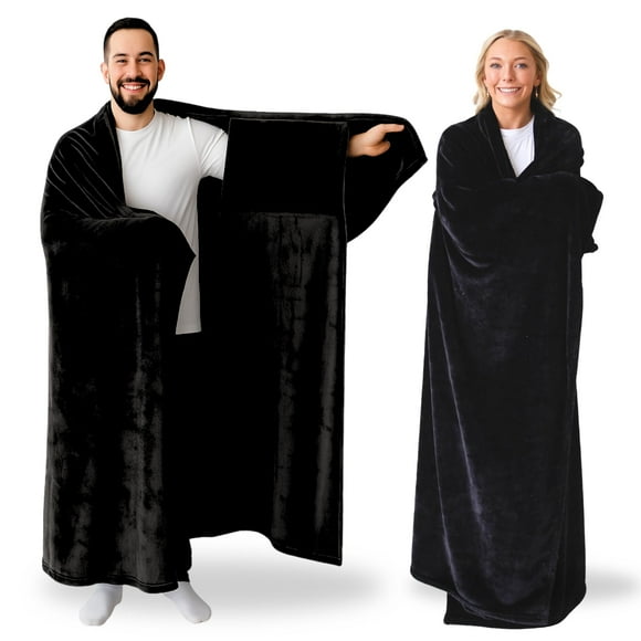 Manta portátil Super Blanky para hombre y mujer, color negro