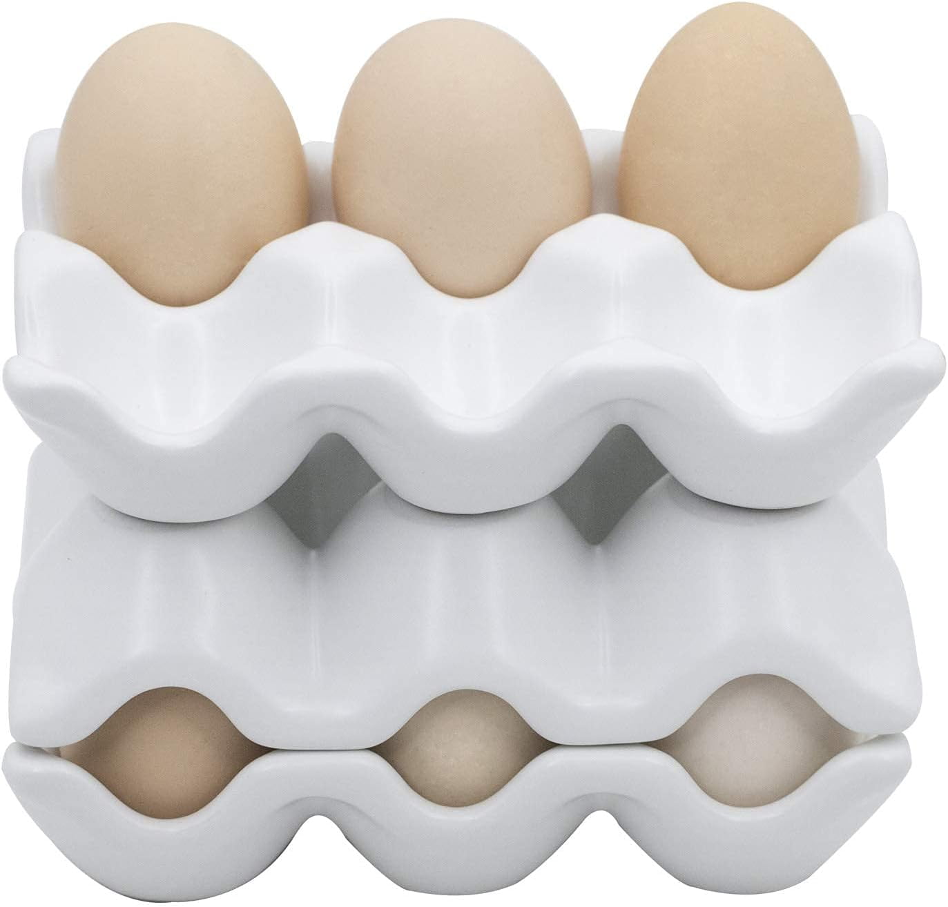 MIJOMA Juego de 6 hueveras de Porcelana, colección 2, 7 x 5 cm, Caras a