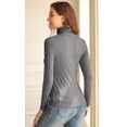 thumbnail image 3 of XINQIHANG Women Turtleneck Tops Long Sleeve Fine-Ribbed Lightweight Stretch Base Layer Shirts, 3 of 4