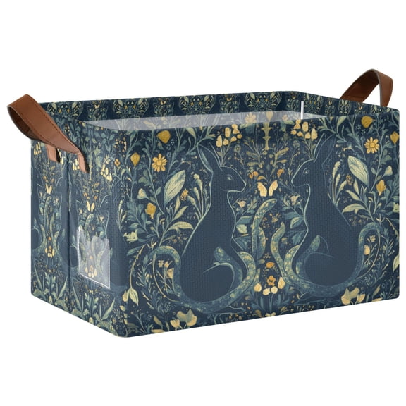 Yayeee Foldable Storage Basket for Shelves Waterproof Cloth Bins with Handles, Shadowy Forest Pattern