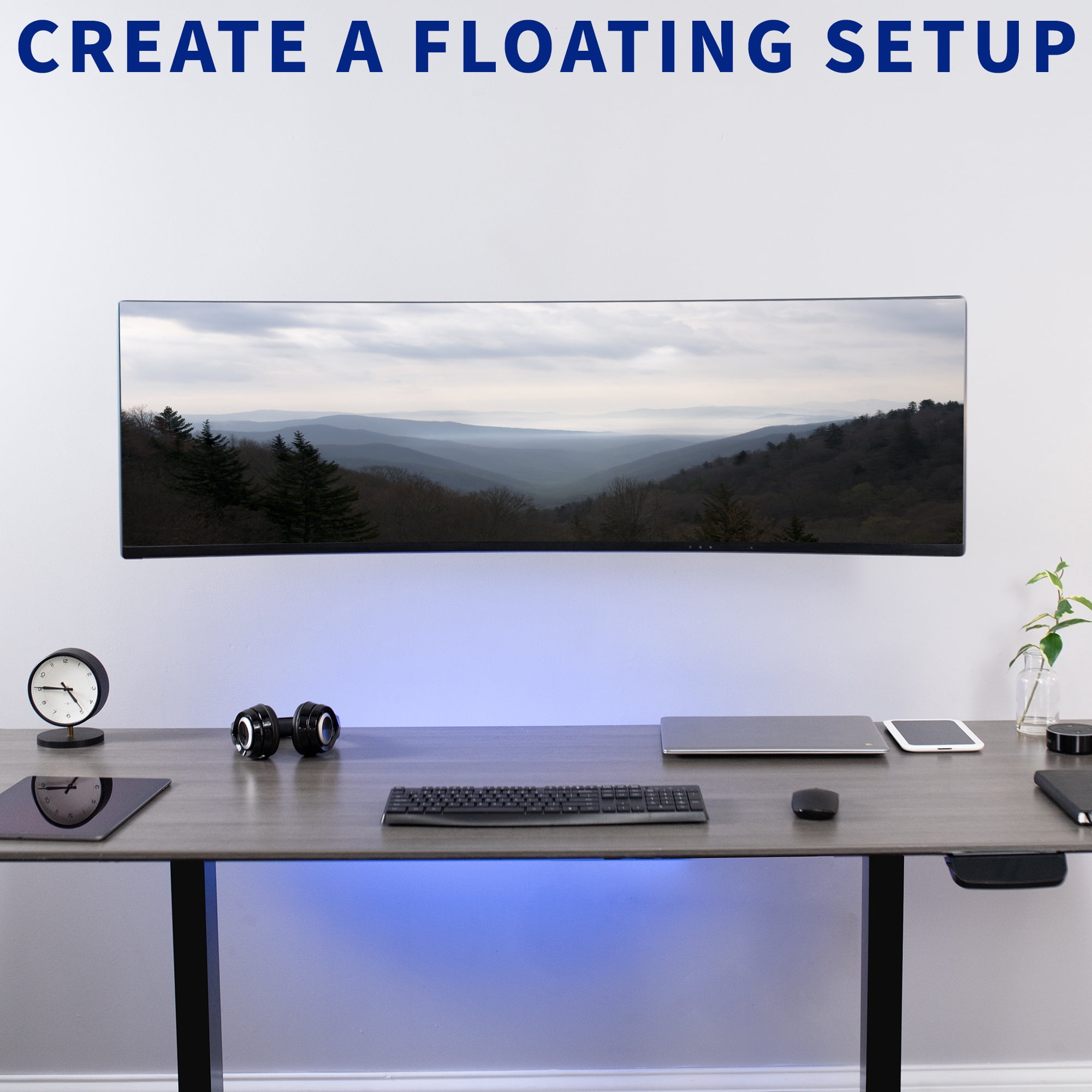 VIVO Dual Monitor Pneumatic Wall Mount, Fits 2 Screens up to 27" or 1 up to 49"