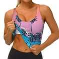 thumbnail image 3 of Picia Beach with Palm Trees Sports Bra for Women,Padded Strappy Sports Bras Medium Support Yoga Bra with Removable Cups,Running Yoga Bra-Small, 3 of 9