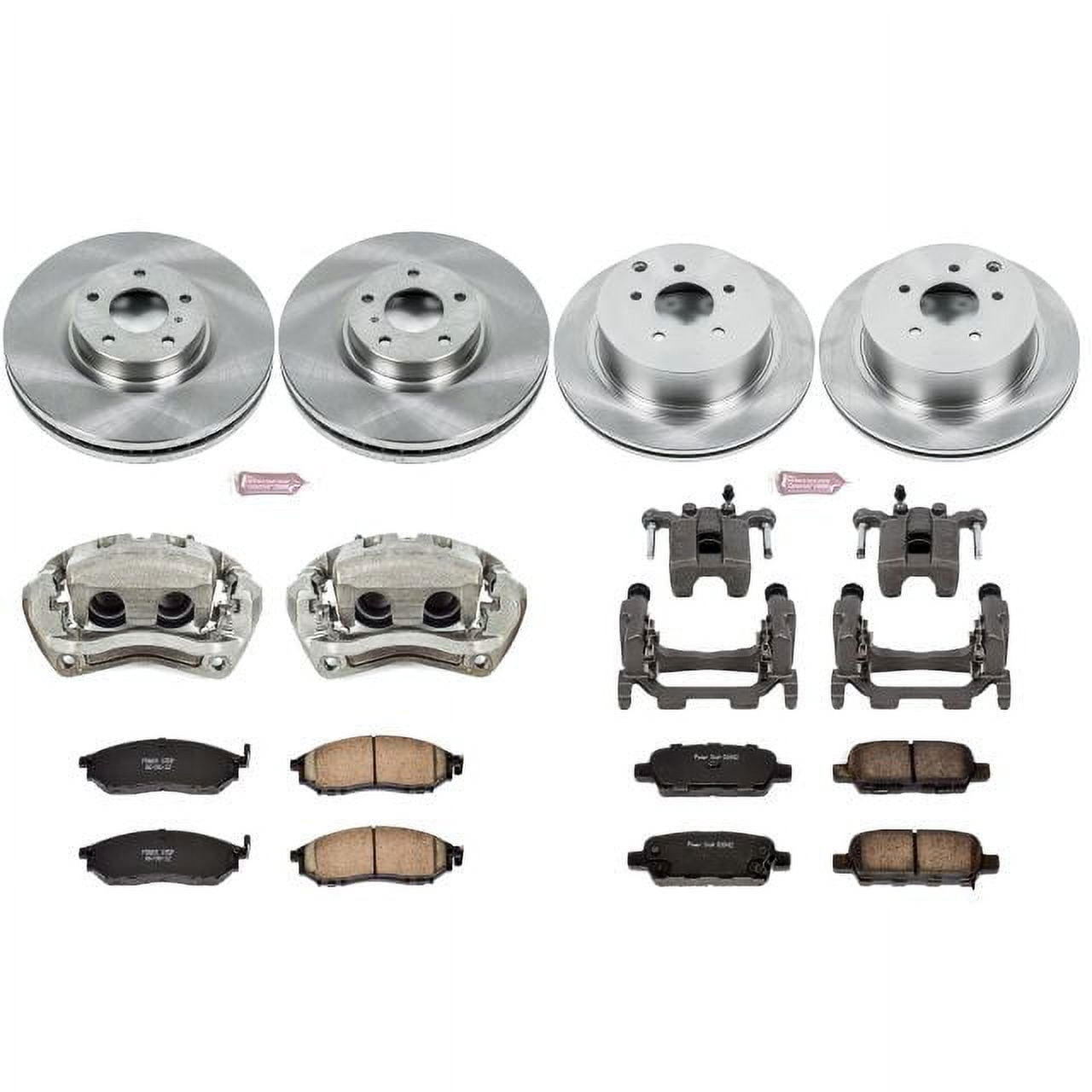 PowerStop Front and Rear Stock Replacement Brake Pad and Rotor Kit with Calipers Fits: INFINITI Select Models KCOE6237