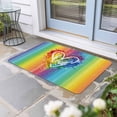 thumbnail image 2 of Colorful Love Heart Doormat Outdoor Entrance 18"x30", Watercolor Striped Rainbow Absorb Moisture Dirt Door Mats, Non-Slip Rubber Backing Floor Mats Indoor, Low-Profile Front Door Rugs, 2 of 9