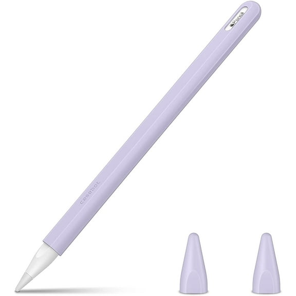 Fintie Soft Silicone Sleeve for Apple Pencil Pro & 2nd Generation - Protective Pen Skin Cover Pencil Grip Holder with 2 Nib Covers Accessories, Lilac Purple