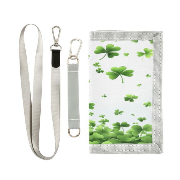 JIALIOU Nylon Trifold Card Wallet with ID Window Zipper Pocket for Men Women Teen Shamrocks Floating in Air
