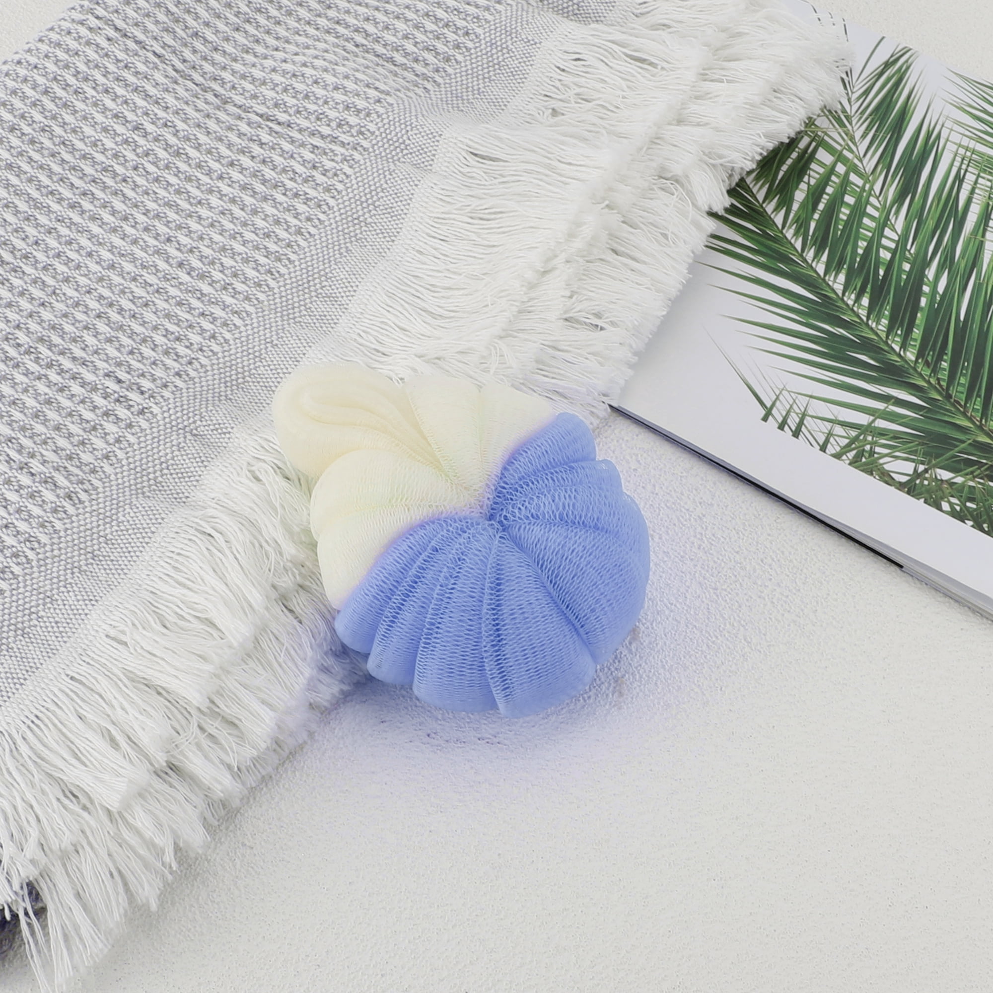 Unique Bargains Bath Shower Loofah Sponge Body Puffs 4.33"x3.74"x1.77" 1 Pc Blue
