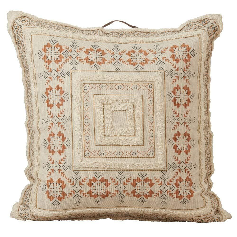 Decorative Printed Design Cotton Tufted Floor Throw Pillow