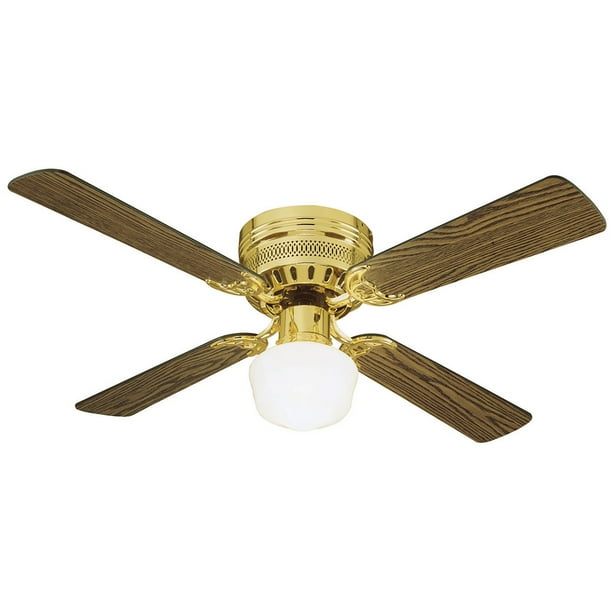 Design House 156588 Millbridge 42 Inch Traditional Indoor Hugger Low Profile Mount Ceiling Fan With Light Kit Polished Brass Com Design House 156588 Millbridge 42 Inch, Litex Schoolhouse Ceiling Fan Light Shade