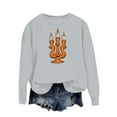 thumbnail image 4 of Ounisa Halloween Women's Pullover Thanksgiving Sweatshirt Candle Printed Crew Neck Blouse Long Sleeve Tops with Pocket, 4 of 5