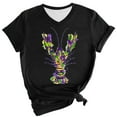thumbnail image 2 of WNEGSTG Mardi Gras T Shirts for Women, Short Sleeve V Neck Plus Size Graphic Tees, Women's Carnival Crawfish Print Shirt Pullover, Black 3XL, 2 of 8