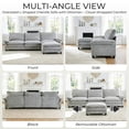 thumbnail image 4 of Ktaxon 122" W L Shaped Cloud Sectional Sofa, Chenille Upholstered Couch with Chaise and Movable Ottoman, 3-Seater, Light Gray, 4 of 11
