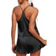 thumbnail image 4 of Mujeres camisola pijamas conjunto elástico cintura ruffle TRIM 2 unidades lencería ropa de dormir pantalones cortos conjunto negro M, 4 of 5