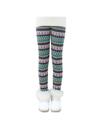 Buy Tengo Girls Winter Thick Leggings Fleece Lined Warm Kids Leggings  Pants(Black,110) at
