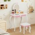 thumbnail image 5 of Joywind Kids Princess LED Lights Vanity, Mirror and Stool Table Set White Bow, 5 of 8