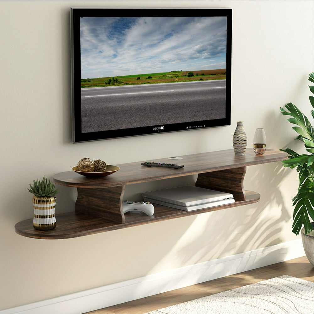 Large Wall Mounted Media Console Floating Tv Shelf Tv Stand（brown