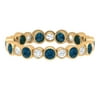 1 CT London Blue Topaz and Diamond Eternity Band Ring, 14K Yellow Gold, US 8.00