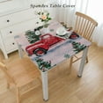 thumbnail image 2 of HAOXIT Hauling Christmas Trees Through a Snowy Forest Vinyl Flannel Back Tablecloth 48''x48'', 2 of 7
