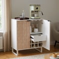 thumbnail image 3 of Strafriture Coffee Bar Cabinet with Storage, Fluted Wine Cabinet with Wine Rack & Glass Holder, Buffet Sideboard Liquor Cabinet for Kitchen, Dining Room, Living Room, Walnut, White, 3 of 13