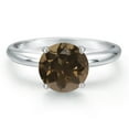 thumbnail image 3 of Gem Stone King 14K White Gold Brown Smoky Quartz Solitaire Engagement Ring for Women | 1.80 Cttw | Round 8MM | Gemstone Birthstone | Size 5, 3 of 6