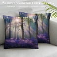 thumbnail image 3 of Chilfamy Printed on Both Sides Plush Pillow Covers Forest Sunshine Trees with Purple Lavender Green Woods Scenery Landscape Throw Pillows White, 3 of 5