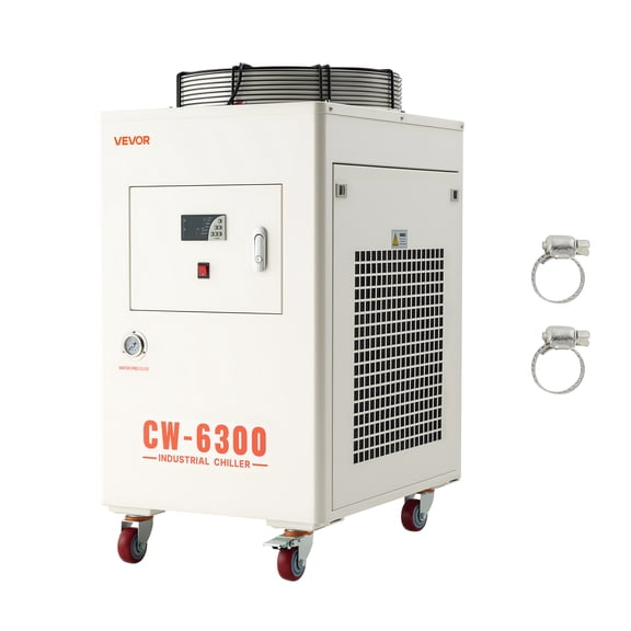 VEVOR Industrial Water Chiller, 27,300 BTU/h, Industrial Water Cooler Cooling System with Compressor, 10.6 Gal Tank Capacity, 18.5 GPM Max Flow Rate, for CO2 Laser Tube Engraving & Cutting Machine